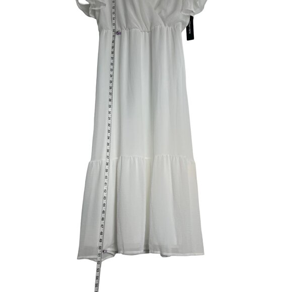 White Dress. Chiffon Spring, Summer, Beach, Vacation Dress Size L Large. - Picture 9 of 12